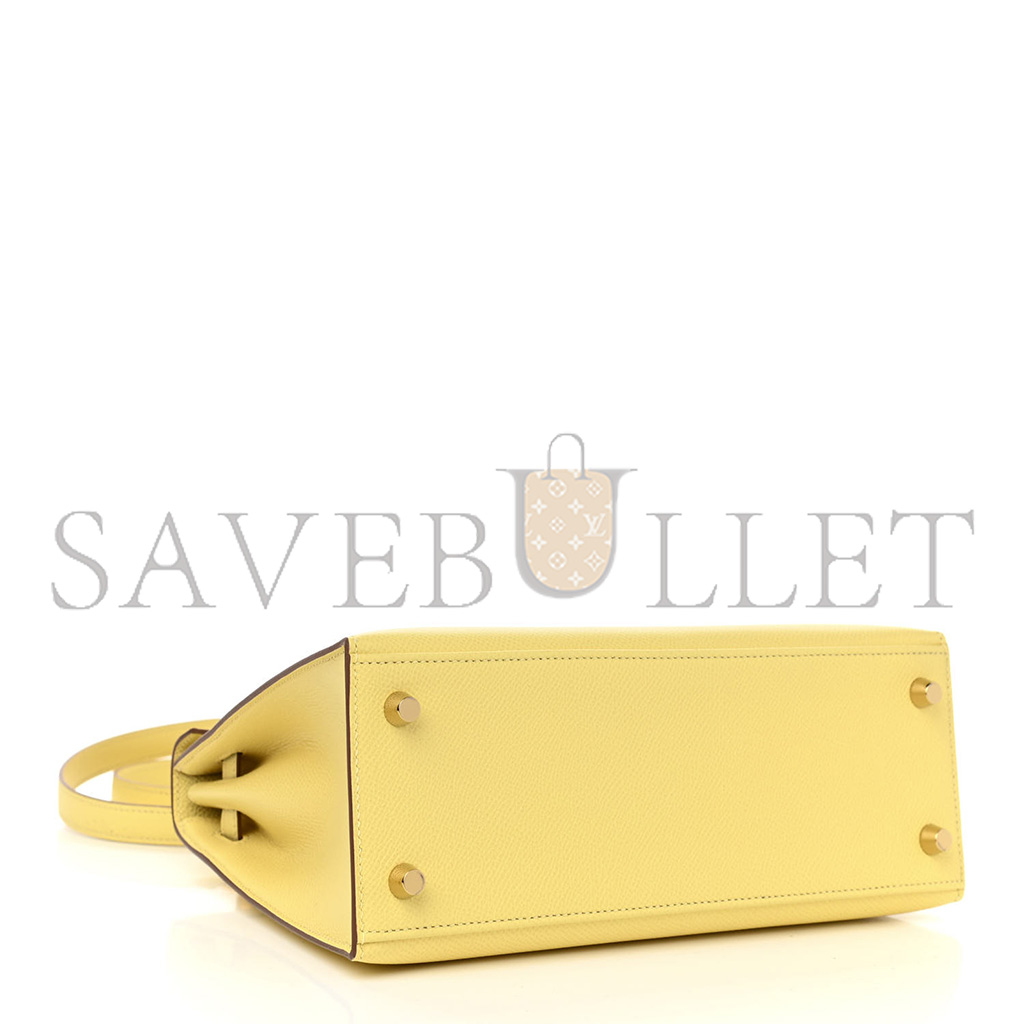 HERMÈS EPSOM KELLY SELLIER 25 JAUNE POUSSIN (25*17*7cm)